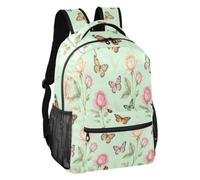 linqin Mint Rose Butterfly Bug Sac à dos multi-poches S, Bug papillon rose menthe, M