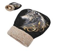 linqin Pet Snuggle Sack Sac de couchage confortable pour chats et chiots Motif loups dorés