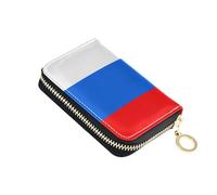 linqin Petit portefeuille compact pour femme en cuir vegan multifonction avec 2 poches pour pièces de monnaie Motif drapeau de la Russie