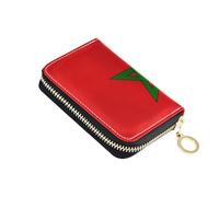 linqin Petit portefeuille fin en cuir PU multifonction pour voyage Motif drapeau du Maroc Antivol On-the-Go