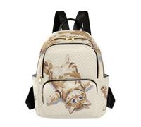 linqin Petit sac à dos avec plusieurs poches zippées, Ventre de chaton orange et blanc, Medium, Sac à dos tendance | Poignée confortable, voyage, travail, shopping, ventre de chaton orange et blanc