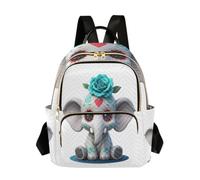 linqin Petit sac à dos avec poignée supérieure, Crâne en sucre éléphants, Small, Sac à dos tendance | Résistant à l'usure, travail de voyage, crâne en sucre éléphants
