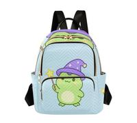 linqin Petit sac à dos avec poignée supérieure, Mignon sorcier grenouille, Small, Sac à dos tendance | Résistant à l'usure, sports de plein air, mignon sorcier grenouille