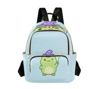 linqin Petit sac à dos avec sangle de bagage, Mignon sorcier grenouille, Small, Sac à dos tendance | Surface douce au toucher, travail de voyage, grenouille mignonne