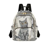linqin Petit sac à dos de voyage avec fermeture éclair lisse, Chaton britannique à poil court, Medium, Sac à dos tendance | Léger, Weekend Getaway, British Shorthair Kitten