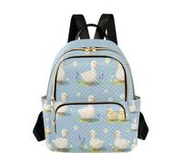 linqin Petit sac à dos de voyage avec poignée supérieure, Pastel Fleur et Oies, Medium, Sac à dos tendance | Deux capacités, sports de plein air, fleurs et oies pastel