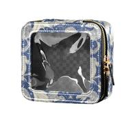 linqin Petite trousse de maquillage transparente pour sac à main, sacs de voyage pour articles de toilette, vernis à ongles, sac de rangement pour femme, bleu dragon gris, taille 1, Dragon gris bleu