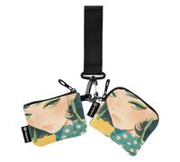 linqin Retro Young Women Blush Lot de 2 porte-cartes avec porte-clés pour homme et femme, Retro Young Women Blush, 1 size