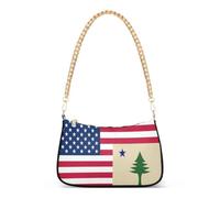 linqin Sac à bandoulière en chaîne pour femme avec grande capacité | Drapeau des États-Unis et du Maine, texture douce et lisse, lignes lisses minimalistes, voyage des filles