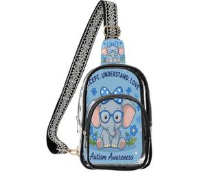 linqin Sac à bandoulière transparent pour les navetteurs quotidiens avec compartiment principal | Fermeture éclair en métal, approuvée, large sangle, les éléphants acceptent de comprendre l'amour