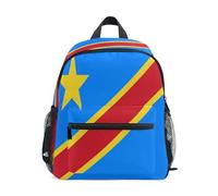 linqin Sac à dos avec cordon de serrage pour fille Motif drapeau de la République démocratique du Congo avec étiquette de nom pour filles Mochilas escolares para ni?os