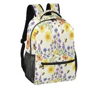 linqin Sac à dos avec sangle réglable Jaune marguerite Violet Taille S, Marguerite jaune et herbe violette, M