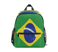 linqin Sac à dos drapeau du Brésil pour enfants harnais avec laisse et étiquette de nom pour enfants de 4 ans