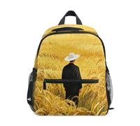 linqin Sac à dos homme dans un champ de blé avec chapeau blanc pour enfants garçons harnais avec laisse livre sac avec étiquette de nom pour fille bolso escolar para adolecente