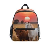 linqin Sac à dos imperméable en forme de vache et cheval blanc dans un champ de blé pour enfants avec étiquette de nom pour étudiant mochilas escolares para ni ? as de 5 a?os