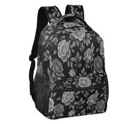 linqin Sac à dos multi-poches Motif roses gothiques Noir et blanc S, Roses gothiques noires et blanches, S, Sac à dos | Sac à dos autonome, 4 petites poches intérieures séparées, shopping de fin de semaine, jeunes adolescents