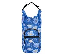 linqin Sac à main bleu à motif de fleurs mignonnes avec porte-bouteille d'eau, étui de transport pour bouteille d'eau portable, sac à dos pour bouteilles d'eau de 50,8/61/81/1,2 l