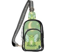 linqin Sac à main transparent pour homme avec poche arrière cachée | Avant en PVC transparent, conforme aux règles de sécurité, pas de douleurs aux épaules, fée grenouille Fairycore