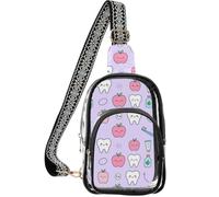 linqin Sac à main transparent pour les navetteurs quotidiens avec sangle réglable | Taille 18,8 x 10,2 x 25,4 cm, fermeture éclair en métal lisse, assistant dentaire mignon pour dentiste et hygiéniste