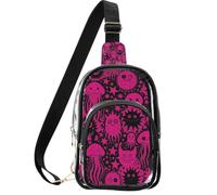 linqin Sac banane transparent pour spectateurs de concert avec deux modes de transport | Fermeture éclair en métal, coutures renforcées, large sangle pour soulager la pression, fantômes magenta des mers profondes