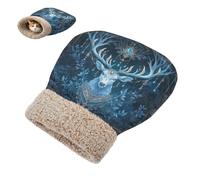 linqin Sac de couchage pour animal domestique pour temps froid, motif cerf, cyan foncé, sac de couchage pour chiot, chien, chat, en peluche confortable, semi-fermé