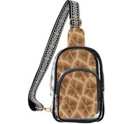 linqin Sac transparent pour femme avec poche arrière cachée | Sangle en coton, coutures renforcées, compacte et élégante, peau de girafe marron