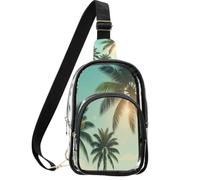 linqin Sac transparent pour homme avec poche arrière dissimulée | Taille 18,8 x 10,2 x 26,4 cm, usage quotidien, léger, portable, feuilles de palmier