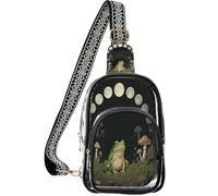 linqin Sac transparent pour homme avec sangle réglable | Avant en PVC transparent, coutures renforcées, pas de douleurs aux épaules, grenouille, champignon, lune, sorcière