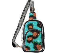 linqin Sac transparent pour spectateurs sportifs avec poche arrière cachée | 18,8 x 10,2 x 25,4 cm, toutes saisons, fermetures éclair en métal lisse, imprimé guépard