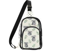linqin Sac transparent pour voyageurs en plein air avec rangement multi-poches | Fermeture éclair en métal, conforme aux règles de sécurité des lieux, léger et portable, koala eucalyptus