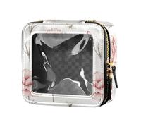 linqin Sweet Carnation Petite trousse de maquillage transparente or rose pour sac à main, trousse de toilette de voyage, sac de rangement pour vernis à ongles pour les voyages, Œillet or rose, 1 size