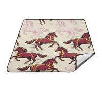 linqin Tapis de pique-nique imperméable et résistant au sable | Tapis d'extérieur surdimensionné carré pliable avec sac de rangement pour camping, parc, plage, cheval au galop blush