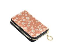 linqin Tiny Daisy Light Salmon Mini portefeuille multifonction en cuir vegan antivol essentiel de voyage