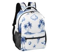 linqin Tropical Island Beach Sac à dos décontracté à bandoulière réglable S, Plage des îles tropicales, M | Tissu sergé polyester 4 petites poches intérieures divisées pour les trajets quotidiens des étudiants du collège
