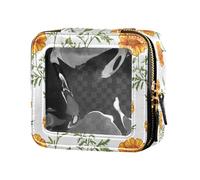 linqin Trousse de toilette de voyage transparente avec motif de soucis jaunes, Soucis jaunes blancs, 1 size