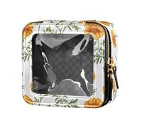 linqin Trousse de toilette de voyage transparente pour femme Motif souci jaune, Soucis jaunes blancs, 1 size