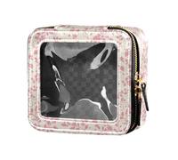 linqin Trousse de toilette en cuir transparent étanche pour femme Motif plantes roses, Plantes roses uniques, 1 size