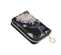 linqin White Chrysanthemum Flowers Slim Small Wallet for Ladies Multifonction PU Cuir Antivol On-the-Go