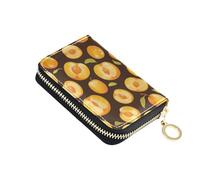 linqin Yellow Nectarines Mini portefeuille fin pour femme avec fermeture éclair en cuir PU antivol pour usage quotidien