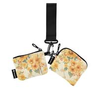 linqin Yellow Sunflowers Lot de 2 porte-monnaie avec fermeture éclair amovible et sangle de poignet pour femmes et filles, Tournesols jaunes., 1 size