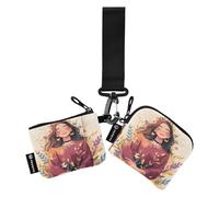 linqin Youthful Lot de 2 porte-monnaie fins amovibles avec fermeture éclair et porte-clés pour femme et homme, Jeunes femmes, 1 size