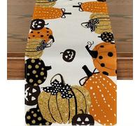 LinQton Chemin de table d'Halloween en forme de chat noir, citrouille fantôme effrayant pour fête d'Halloween, vacances, cuisine, table à manger, décoration intérieure et extérieure, 33 x 183 cm