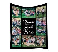 LinQton Couverture personnalisée avec photo, couverture polaire personnalisée avec texte d'image, couverture personnalisée pour maman, papa, couples, animaux de compagnie, anniversaire de mariage