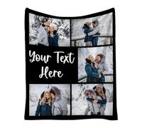 LinQton Couverture photo personnalisée pour adultes et enfants, couverture personnalisée avec texte d'image, cadeau de Noël, d'anniversaire pour elle, femme, homme, petite amie, petit ami