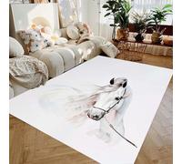 LinQton King Crown - Tapis imprimé couronne - Moderne - Noir et gris - Tapis doux et antidérapant pour chambre à coucher, salon et décoration d'intérieur (cheval, 120 x 180 cm)