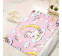 LinQton Paillasson licorne motif catoon arc-en-ciel - Antidérapant - Lavable - Pour salon - Pour chambre d'enfant et fille - 60 x 90 cm - Couleur 5