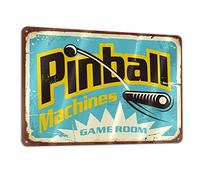 LINQWkk Panneau vintage en aluminium pour salle de jeux avec flippers 20,3 x 30,5 cm
