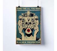 LINQWkk Plaque en métal rétro avec inscription « Some Time All You Need Is A New Perspective » - Décoration de jardin - Décoration murale pour maison, café, bar - 20,3 x 30,5 cm