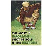 LINQWkk Plaque en métal rétro - Golf The Most Important Shot In Golf Plaque en métal vintage pour bar, club de musique, cave, décoration murale 30,5 x 20,3 cm