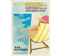 LINQWkk Plaque en métal rétro - Italie Piscina di Sarteano Travel Vintage Tin Sign Décoration pour la maison, le salon, la cuisine, la salle de bain 20,3 x 30,5 cm